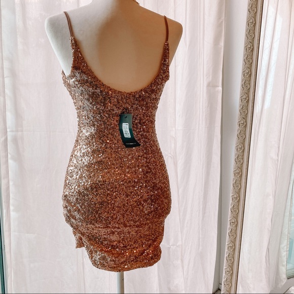 {3 For $25} Fashion Nova Gold Sequined Dress - Picture 4 of 4